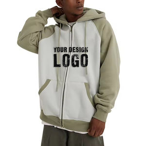 Sweat-shirts pour hommes à capuche décontractés de style streetwear, couleur contrastée, épaules tombantes, fermeture éclair intégrale, nouveau design, sweat-shirts pour hommes surdimensionnés à capuche intégrale - Product Image 3