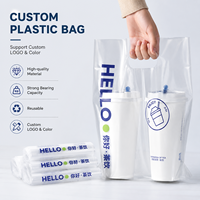 Sacs de transport pour boissons en PE imprimés sur mesure, directement de l'usine, pour un ou deux gobelets, café, bubble tea, sacs d'emballage en plastique à emporter