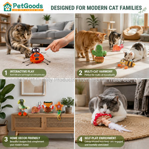 Jouet pour chat en peluche à la menthe poivrée, 3 styles (insecte, cactus, hibou), résistant aux déchirures, interactif, pour chatons et chats d'intérieur, OEM - Product Image 3