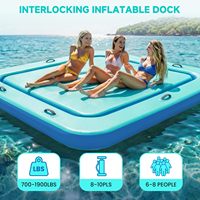 Plateforme flottante gonflable 2 en 1, 8,2 pi x 7,2 pi, avec zone de baignade en filet et île de piscine portable avec pompe à air