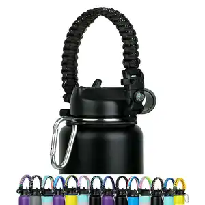 Bottiglie a bocca larga manico in Paracord cavo con cinturino portante durevole con anello di sicurezza cinturino con manico per bottiglia d'acqua