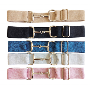 Glitter ışıltılı 1.5 inç 3.8cm elastik yüksek bel binicilik kemer ile at binme spor için Rhinestone snabit Bit toka - Product Image 2