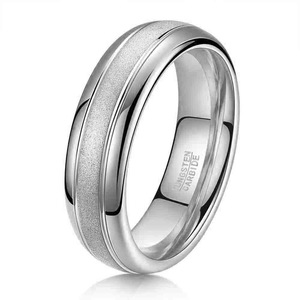 <b>Tungsten</b> Carbide Ring 6mm Frosted Finish Geometric Design Wedding Band Unisex Jewelry - Product Image 5