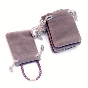 Custom Logo 7X9cm Gray Velvet Luxury Lightweight Jewelry Pouch & Packaging <b>Bag</b> for Earrings, Facial Cleanser, Sunscreen <b>Cream</b> - Product Image 5