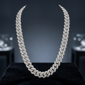 Collier chaîne cubaine en argent sterling 925 avec moissanite, plaqué rhodium, coupe brillante ronde, bijoux hip-hop - Product Image 3
