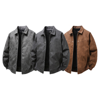 Veste décontractée polyvalente en daim PU style rétro américain pour homme, coupe ample, avec fermeture éclair avant, coupe-vent, idéale pour le printemps, ODM