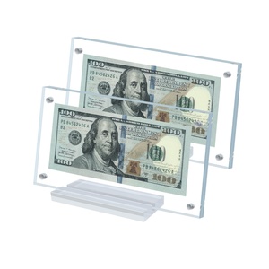 Wholesale Currency Frame <b>Display</b> <b>Case</b> Clear Acrylic Dollar Bill Holder With Base - Product Image 5