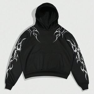 ผู้จัดจำหน่ายเสื้อผ้าสตรีทแวร์ เสื้อฮู้ดดี้โอเวอร์ไซส์ขายส่ง พร้อมลายพิมพ์กราฟิกดิจิทัลแบบกำหนดเอง ทรงไหล่ตก ทรงบ็อกซี่ สำหรับผู้ชาย - Product Image 2