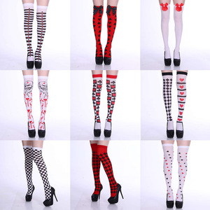 Halloween Printed <b>Knee</b> <b>High</b> Stockings Women Playing Card Pattern Cosplay Costume Party Wear Transparent Over The <b>Knee</b> <b>Socks</b> - Product Image 1