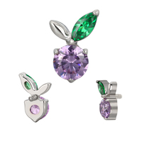 Perhiasan mode G23 anting-anting Titanium cincin hidung wortel dengan bulat CZ pusat berulir Interanlly Top Labert perhiasan tindik