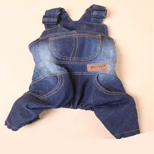 Quần Áo Thú Cưng Tùy Chỉnh Quần Áo Jean Mùa Xuân Mùa Thu Jumpsuit Splice Dog Quần Yếm Denim