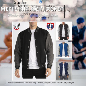 Veste universitaire en coton pour hommes, Streetwear Hip Hop, patchwork brodé personnalisé, hiver, vente en gros - Product Image 2