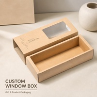 Boîte cadeau rigide personnalisée avec impression pour bijoux, cosmétiques, bougies – Boîte à fenêtre haut et bas en papier naturel – Solution d'emballage de détail