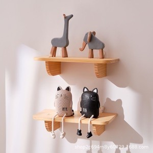 Solid Wood <b>Wall</b> <b>Mounted</b> <b>Shelf</b> Floating Display Rack For Bedroom Storage And Decoration With Perpetual Calendar - Product Image 4