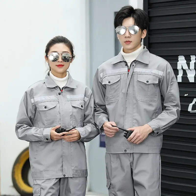 Iş üniforma fabrika yansıtıcı güvenlik uzun kollu çalışma kıyafetleri mühendis üniforma giysisi atölye tulum