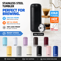 Mug isotherme à double paroi anti-fuite de 473 ml en acier inoxydable avec filtre en acier inoxydable