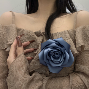 Hot Sale Oversized Rose Bloemen Broche Haarspeld Pure Kleur Zijde Grote Bloemvormige Corsage Haargrepen Voor Bruiloftsfeest Vrouw Custom - Product Image 4
