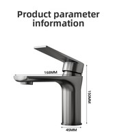 Robinet moderne minimaliste en acier inoxydable brossé à trou unique, avec valve en céramique, eau chaude/froide pour lavabo, salles de bain et meubles-lavabos.