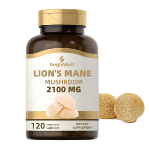 AegleWell Capsules de Champignons Crinière de Lion 120 Unités - 2100mg par Portion, Favorise la Concentration, la Mémoire et le Bien-être Cognitif, Végétarien - Product Image 1