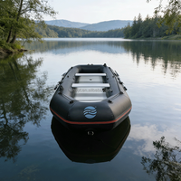 Bateau de pêche gonflable Hailebao noir en PVC de 0,7 mm, moteur électrique/à essence 4HP, capacité de 5 personnes, pour la dérive, le ski nautique, le surf