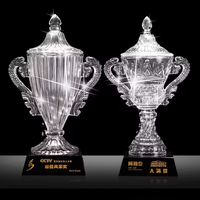 Trophée de cristal créatif haut de gamme roi grande médaille de championnat NBA Souvenir gravé trophée de jeux