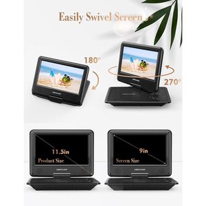 DBPOWER 11.5 Inch Portable Car DVD <b>Player</b> 9 Swivel Screen Rechargeable Battery CD DVD <b>USB</b> SD Card Support - Product Image 5