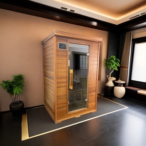 Nouveau design Sauna infrarouge électrique portable pour 2 personnes 7 chauffages Lumière colorée Panneau de commande informatique Bois de pruche massif - Product Image 1