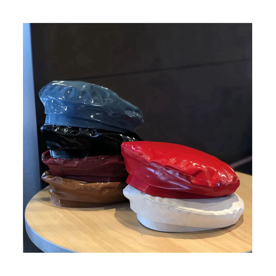 Модный трендовый яркий однотонный берет в винтажном стиле художника женские береты из искусственной кожи