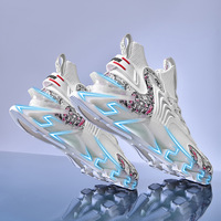 Chaussures de Sport Montantes Homme, Tendance et Respirantes, à Lacets, en Maille Tricotée, avec Lame et Coussin d'Air