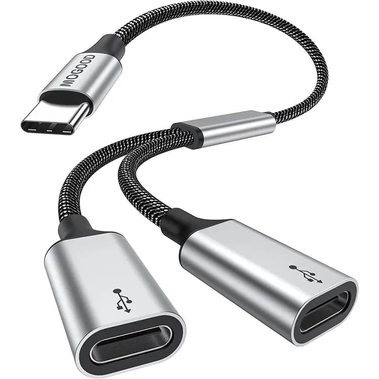 Female Adapter Splitter Cable Male to 2USB-C Female Cord Converter Dual Double USB C Port Hub Split Adapter