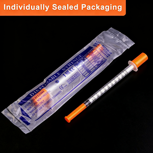 <span class=keywords><strong>Jeringas</strong></span> <span class=keywords><strong>de</strong></span> Insulina Ultrafinas <span class=keywords><strong>de</strong></span> 31G, 0.5ml 1ml, Desechables y Estériles, Inyección sin Dolor, 100 Unidades/Caja, Uso Veterinario - Product Image 1