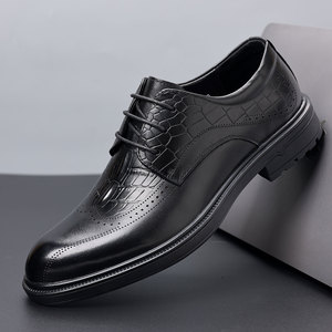 รองเท้าหนังผู้ชาย คอลเลคชั่นใหม่ 2026 หนังแท้คุณภาพพรีเมียม รองเท้าทรงบร็อก สำหรับธุรกิจและงานทางการ สไตล์วัยรุ่น ใส่สบาย ทนทาน - Product Image 4