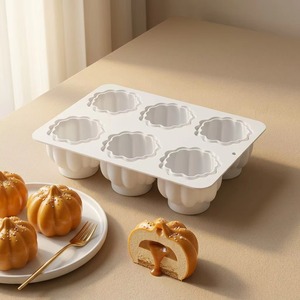 Molde de silicona de 6 cavidades para pastel de calabaza, apto para alimentos, antiadherente, bandeja para hornear postres, molde DIY para fondant, chocolate, dulces y jabón para Halloween - Product Image 3