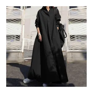 Robe chemise ample à manches longues, Style ethnique rétro japonais, vêtements pour femmes, grande taille, robe Maxi en lin