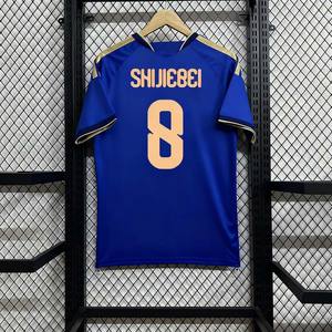 Maillot de football personnalisé 2026 avec logo, 100 % polyester, col en V, manches courtes, imprimé par sublimation, écologique, style rétro, vente en gros - Product Image 1