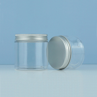 Pot à cosmétiques en plastique transparent pour animaux de compagnie, avec couvercle en aluminium, capuchon en métal argenté, vente en gros, 10 pièces