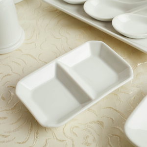 Bol à condiments en porcelaine rectangulaire avec compartiments-Vaisselle pour plats de trempage et de service Horeca Vietnam Factory - Product Image 5