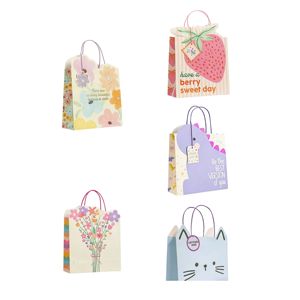 Sac en papier biodégradable personnalisable de style national-chic rouge pour cadeau de mariage avec motif floral et double ruban en soie - Product Image 6