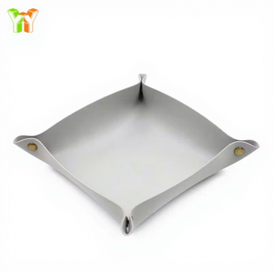 <span class=keywords><strong>Vassoi</strong></span> portaoggetti in pelle PU pronti per la spedizione, vassoio decorativo per dadi, vassoio pieghevole per monete e chiavi - Product Image 2