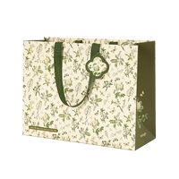 Sacs cadeaux en papier personnalisés avec logo, sacs de shopping floraux en gros avec poignées en ruban, emballage personnalisé