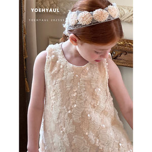YOEHYAUL 25008 elegante fodera in cotone bambina abito <span class=keywords><strong>da</strong></span> <span class=keywords><strong>sera</strong></span> con paillettes senza maniche per bambini vestito compleanno <span class=keywords><strong>da</strong></span> principessa - Product Image 3