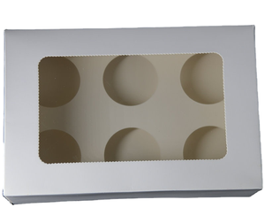 Caja para Cupcakes y Muffins de Papel Blanco de Alta Calidad, con 6 Compartimentos, Ventana Transparente Plegable, para Pasteles y Postres - Product Image 1