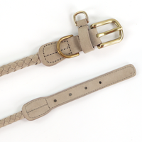 Collier réglable pour animaux de compagnie de luxe de qualité supérieure sangle de cou collier de chien en cuir de vache tressé véritable avec boucle en métal doré