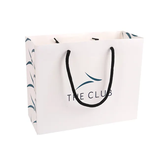 लक्जरी कस्टम लोगो सफेद कार्डबोर्ड शॉपिंग बैग के लिए रिबन पेपर बैग के साथ रिबन पेपर बैग बैग के साथ हैंडल