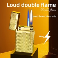 Briquet à cigare gonflable DEBANG en métal, double torche, double flamme commutable, gravure de logo personnalisée, briquet portable, cadeau