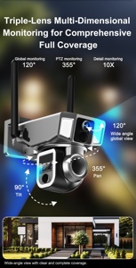 4MP 10X Zoom Wifi 4G H.265 <span class=keywords><strong>Wi</strong></span> Fi fotocamera solare 4 schermo Dual Linkage energia solare PTZ telecamera di rete telecamera solare - Product Image 3