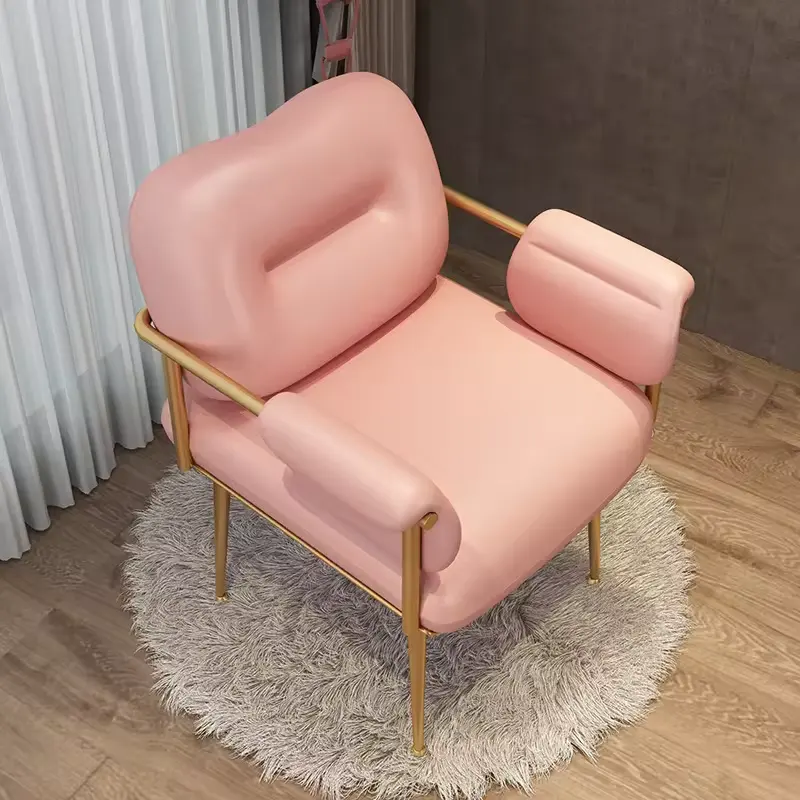 Rosa salone di bellezza tavolo Nail Chair Manicure in metallo gamba nordica divano di lusso solido trucco sedia