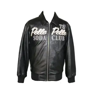 Letterman jacket bomber da uomo giacche di pelle di mucca da uomo