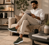 2026 Logo Personnalisé Homme Baskets Flyknit Superpositions Cuir PU Lacets Toggle Slip On Plateforme Rembourrée Chaussures March