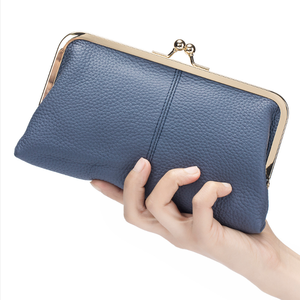 Cartera de Mano de Cuero con Cierre de Beso, Bolsa de Almacenamiento de Gran Capacidad con Múltiples Bolsillos para Teléfono Celular, Tarjetas, Efectivo y Monedas, Bolsa de Mano de Cuero para Mujer - Product Image 3